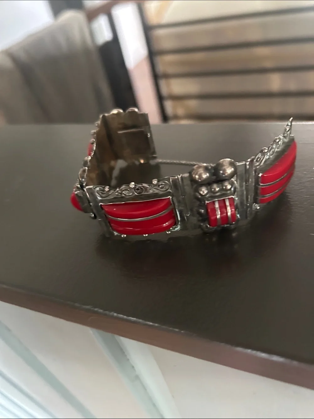 Vintage sterling silver panel bracelet